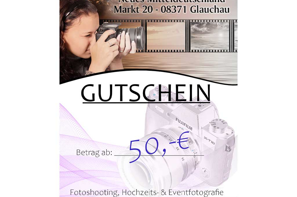 Werbung - Gutscheine für Fotoshooting und mehr