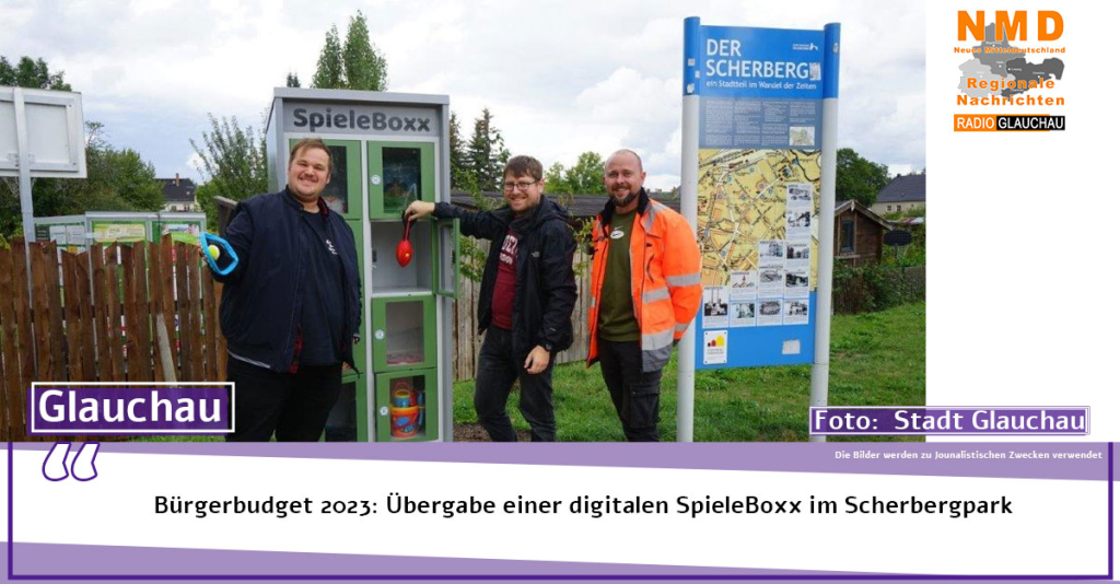 Glauchau - Übergabe einer digitalen SpieleBoxx im Scherbergpark